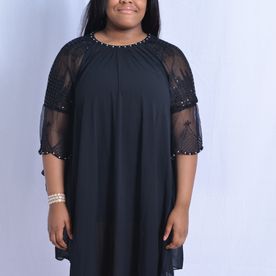 Embroidered Lace Black Dress 002/DBK