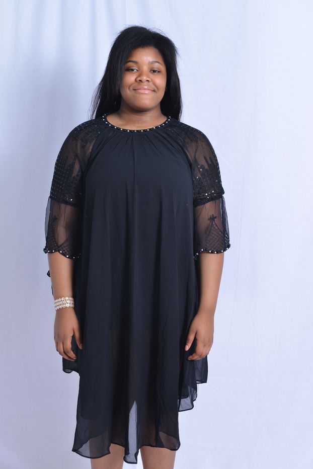 Embroidered Lace Black Dress 002/DBK
